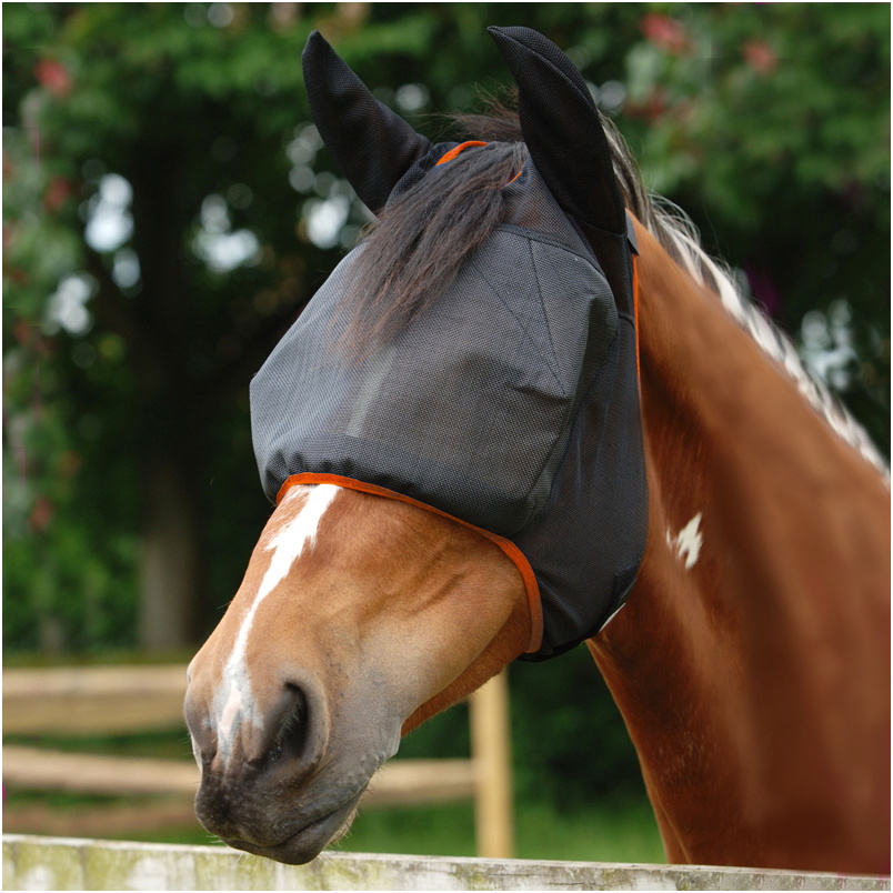 Equilibrium Field Relief Midi Fly Mask With Ears - Black / Orange